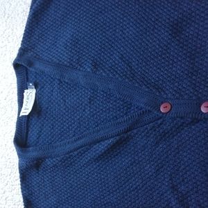 Vintage Honors Blue Waffle Knit Cotton Cardigan - Made in the USA (Medium)